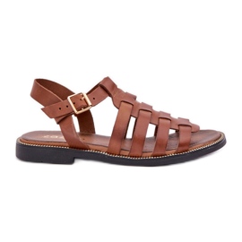 Sandales en cuir avec talons plats Zazoo 3686 Camel brun Sandales en cuir avec talons plats Zazoo 3686 Camel brun