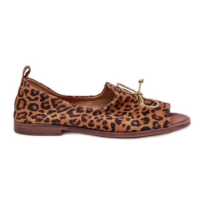 Zazoo 2660 Ballerines en cuir féminin avec imprimé léopard marron brun