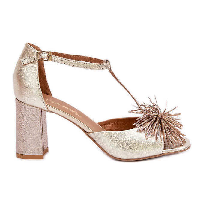 Sandales en cuir à talon haut avec décoration Laura Messi 2758 Or d'or