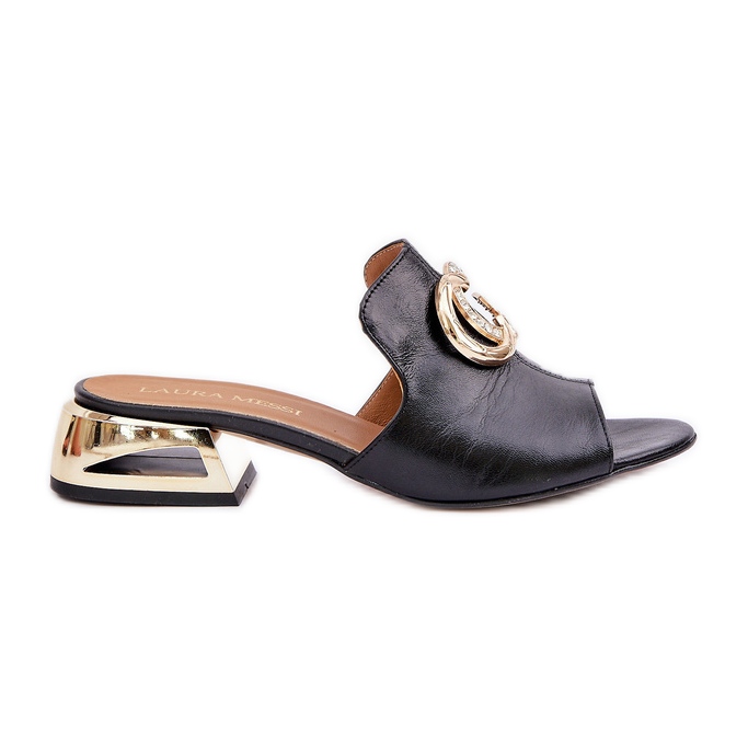 Élégant cuir féminin Low -Heels Laura Messi 2874 Black le noir