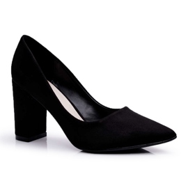 Pumps pour femmes sur le post en daim de Florena noir le noir
