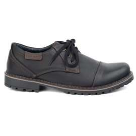 Chaussures en cuir masculin olivier 312gt avec un orteil percé noir le noir