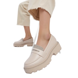 Mocassins beige diamants des femmes