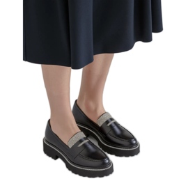 Mocassins noirs diamants pour femmes le noir