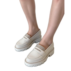 Mocassins blancs diamants pour femmes blanche