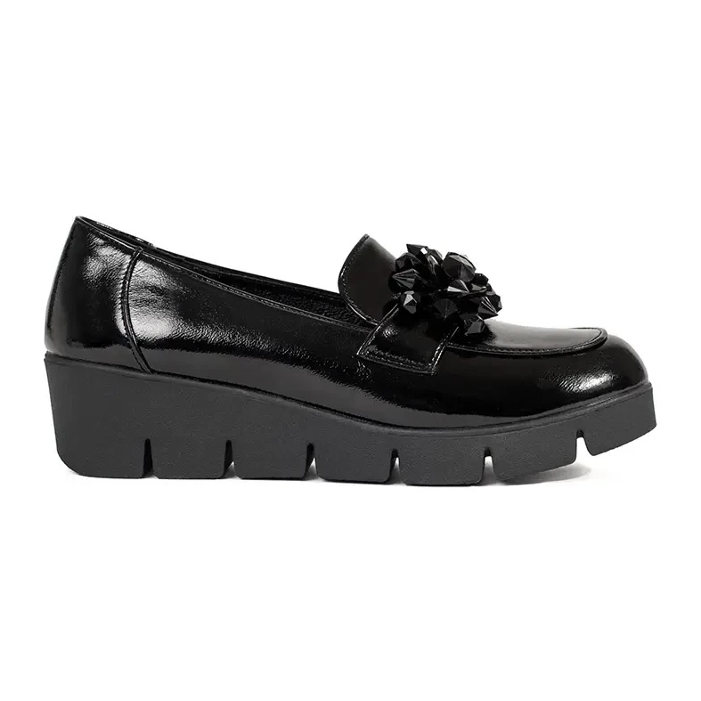 Goodin Mocassins de coin noir avec un ornement le noir