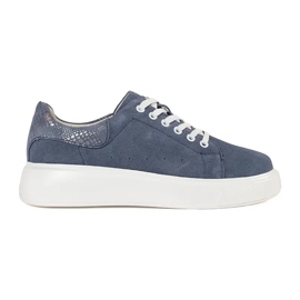 Goodin Baskets en cuir bleu sur une semelle épaisse