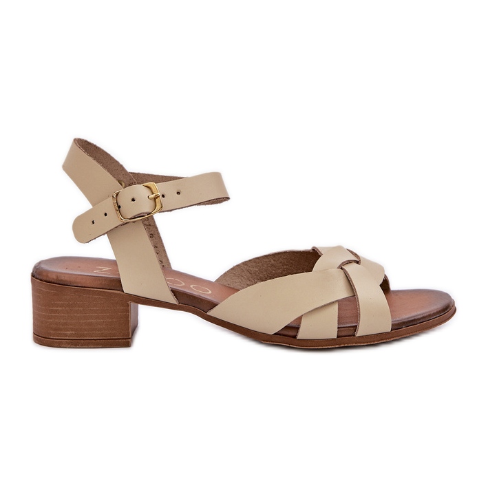 Sandales en cuir avec un talon délicat zazoo 40372 beige clair Sandales en cuir avec un talon délicat zazoo 40372 beige clair