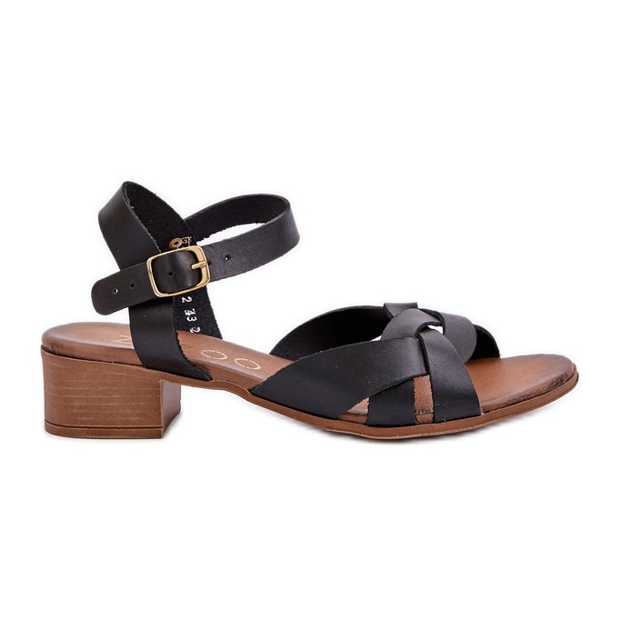 Sandales en cuir avec un talon délicat zazoo 40372 noir le noir