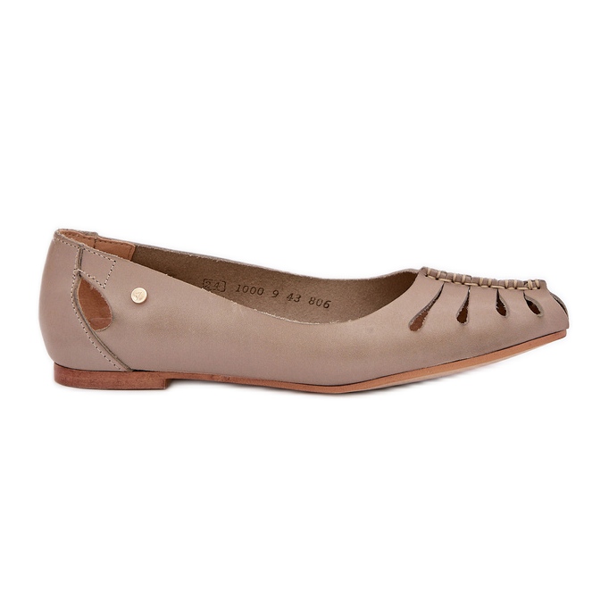 Zazoo 10009 Ballerines féminines en cuir confortables beige foncée