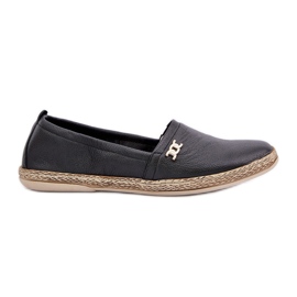 Espadrilles en cuir élégant Zazoo 10177 Black le noir