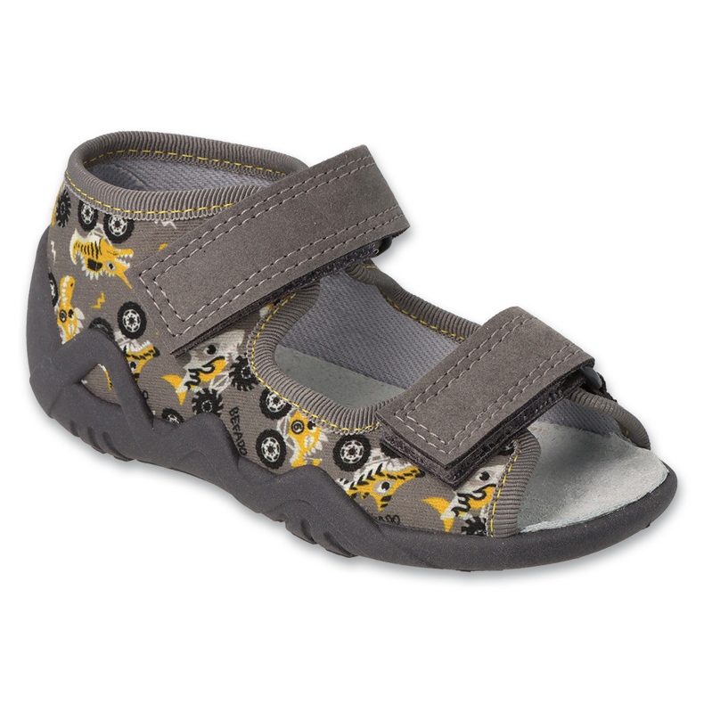Befado baby pantoufles gris avec velcro 350p055
