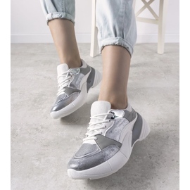 D/GMR Baskets argentées sur semelle haute Rouge D/GMR Baskets argentées sur semelle haute Rouge