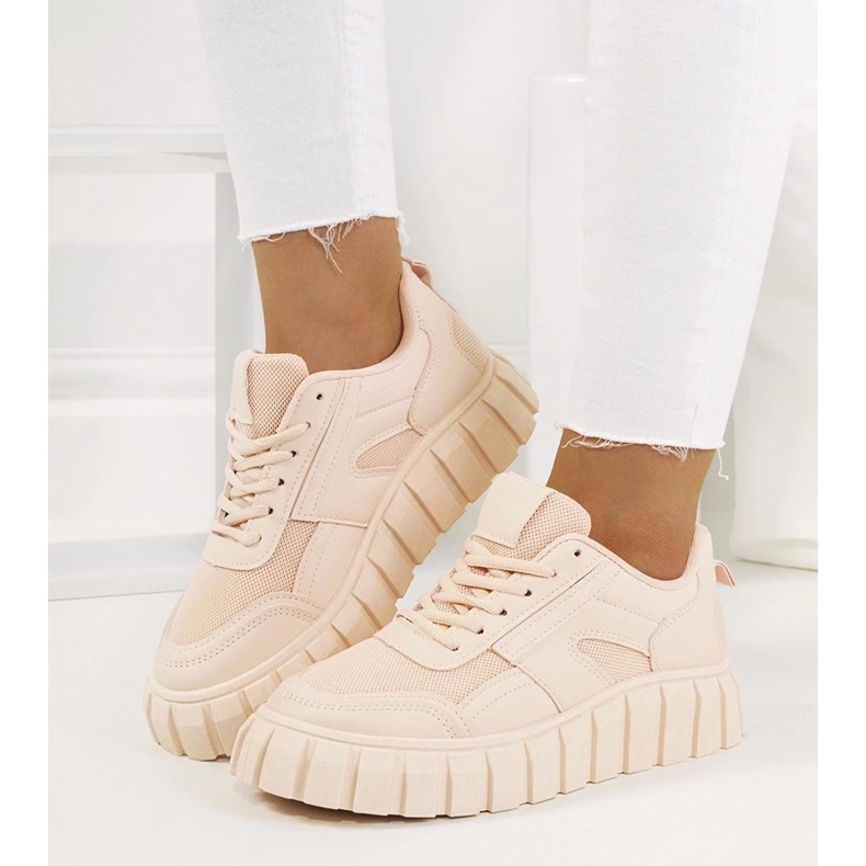 D/GMR Baskets roses sur semelle haute Morico