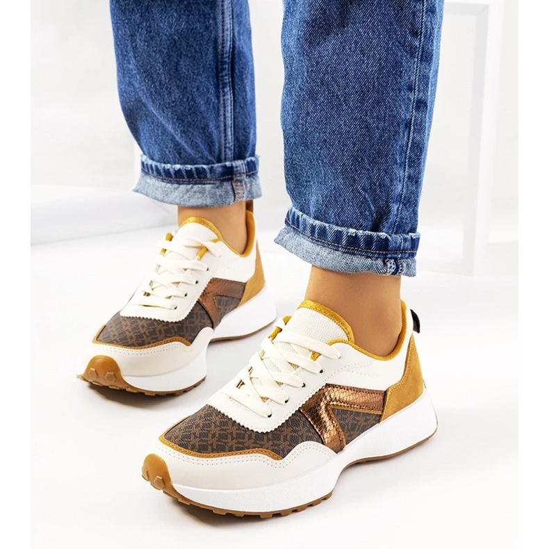 D/GMR Baskets Isham marron pour femme beige D/GMR Baskets Isham marron pour femme beige