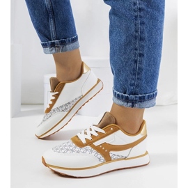 D/GMR Baskets Chiara femme blanches et marron D/GMR Baskets Chiara femme blanches et marron