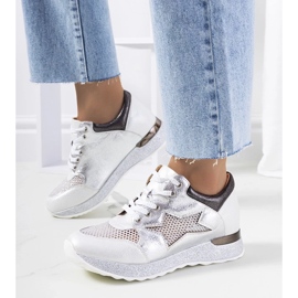 D/GMR Chaussures de sport métalliques blanches en dentelle -up baskets ouverts torres