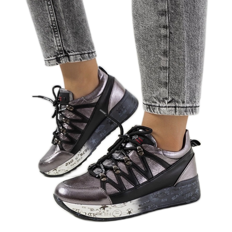 D/GMR Baskets ballard grises métallisées