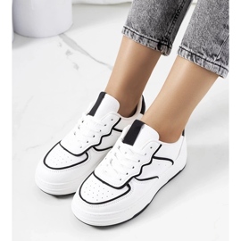 D/GMR Baskets Bieke pour femmes, blanches et noires D/GMR Baskets Bieke pour femmes, blanches et noires