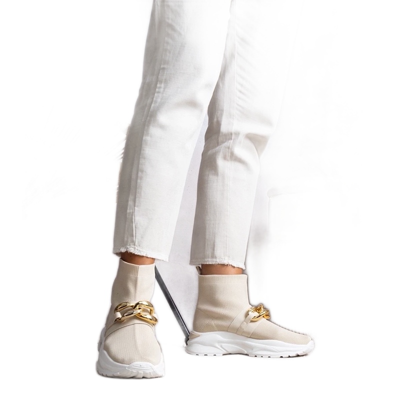 D/GMR Baskets beiges avec chaîne Taryn D/GMR Baskets beiges avec chaîne Taryn