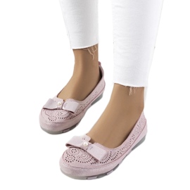 D/GMR Ballerines en cuir rose avec un arc de Catania