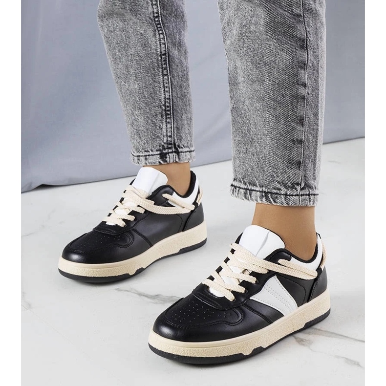 D/GMR Baskets femme Marcella noires beige D/GMR Baskets femme Marcella noires beige