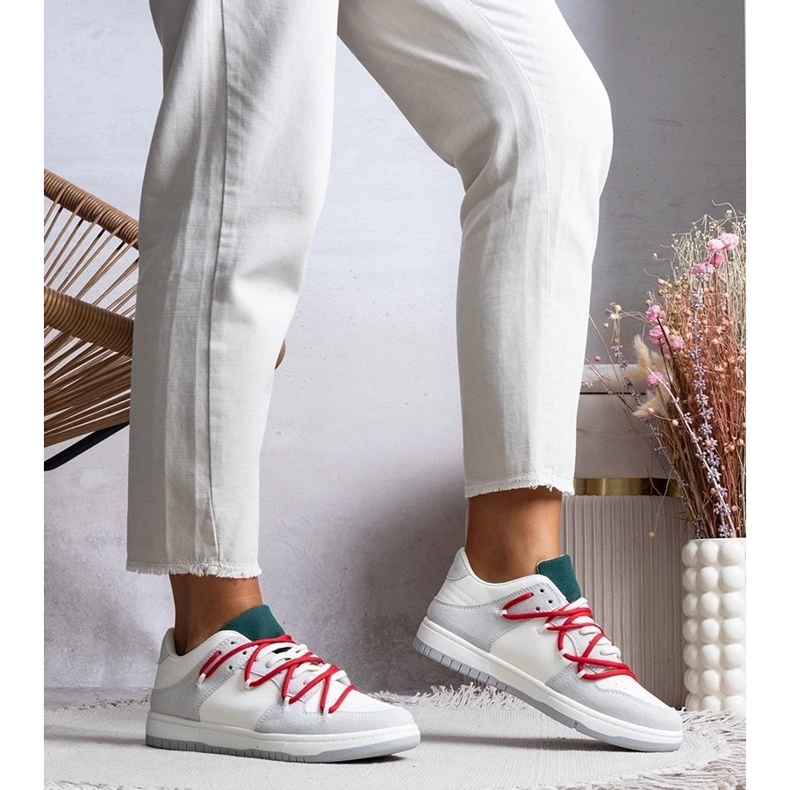 D/GMR Baskets grises baskets pour femmes avec lacets d'arcobalen rouges D/GMR Baskets grises baskets pour femmes avec lacets d'arcobalen rouges