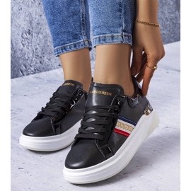 D/GMR Chaussures noires à empiècements vernis d'Annot blanc