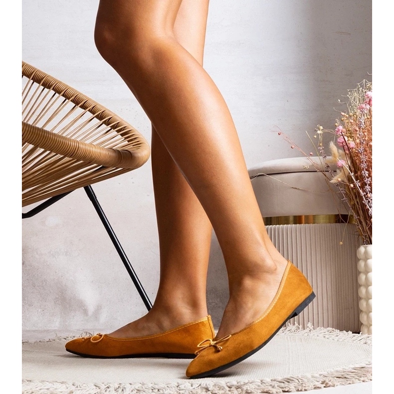 D/GMR Ballerines camel à bout pointu de Latour brun