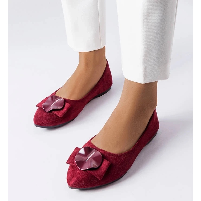 D/GMR Ballerines bordeaux ornées de strass Rémy rouge