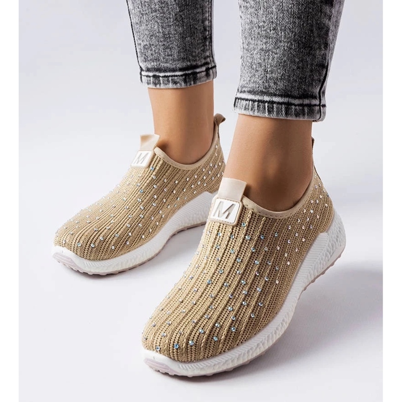 D/GMR Baskets beiges à strass de Maasje