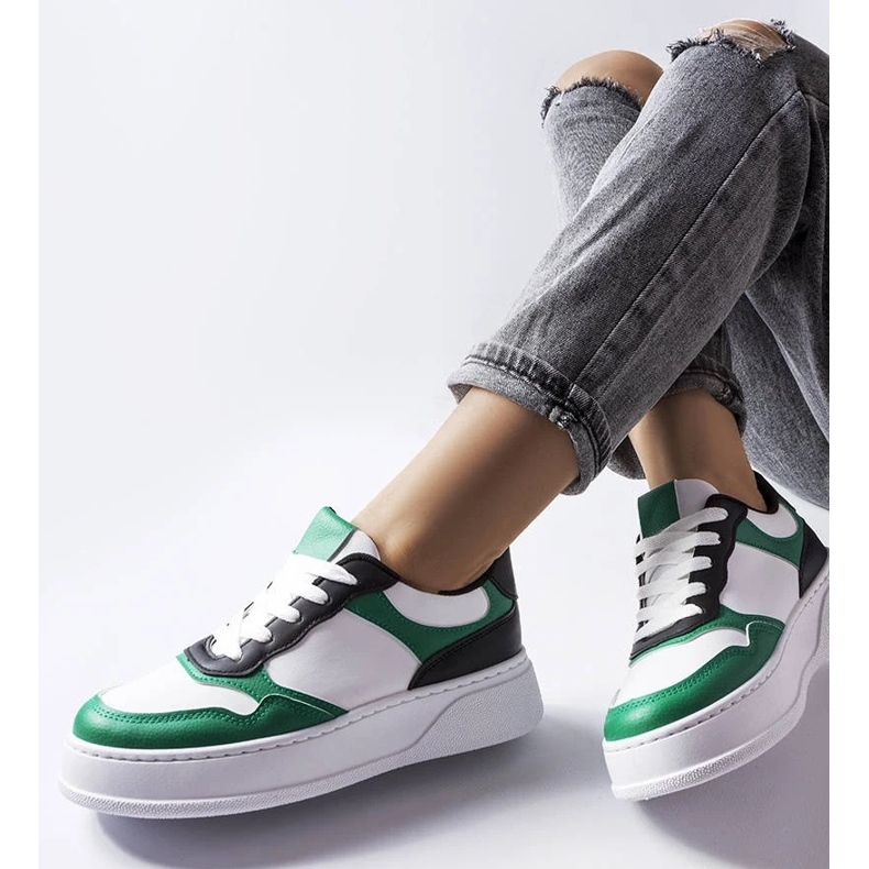 D/GMR Chaussures blanches et vertes avec une semelle plus épaisse de Baron