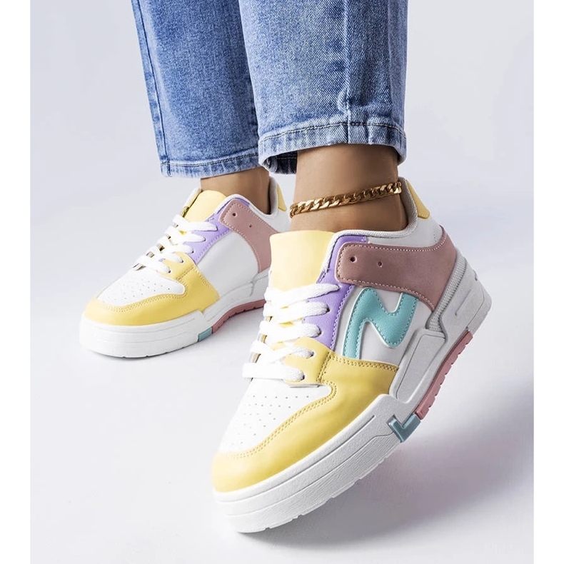 D/GMR Chaussures roses et jaunes avec une semelle plus épaisse de Harter