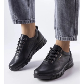 D/GMR Richelieus en cuir ajouré noir Brodeur