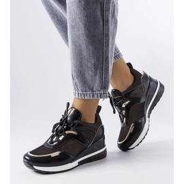 D/GMR Baskets compensées noires et dorées Vincez