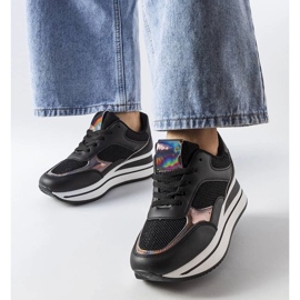 D/GMR Baskets noires sur la semelle épaisse Ethel le noir