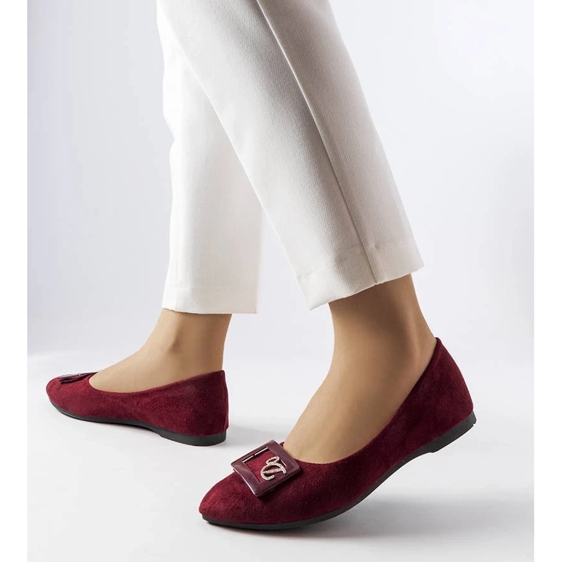 D/GMR Ballerines bordeaux ornées de strass Fleming rouge
