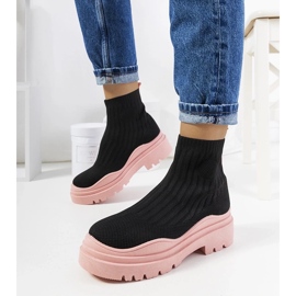 D/GMR Baskets montantes noires et roses Marks le noir