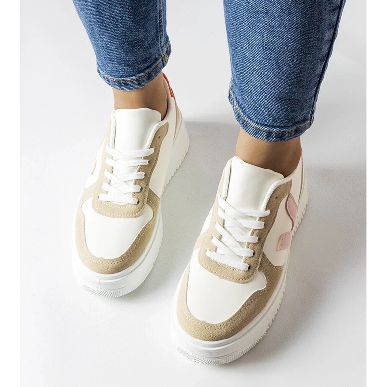 D/GMR Baskets blanches avec empiècement Plouffe rose