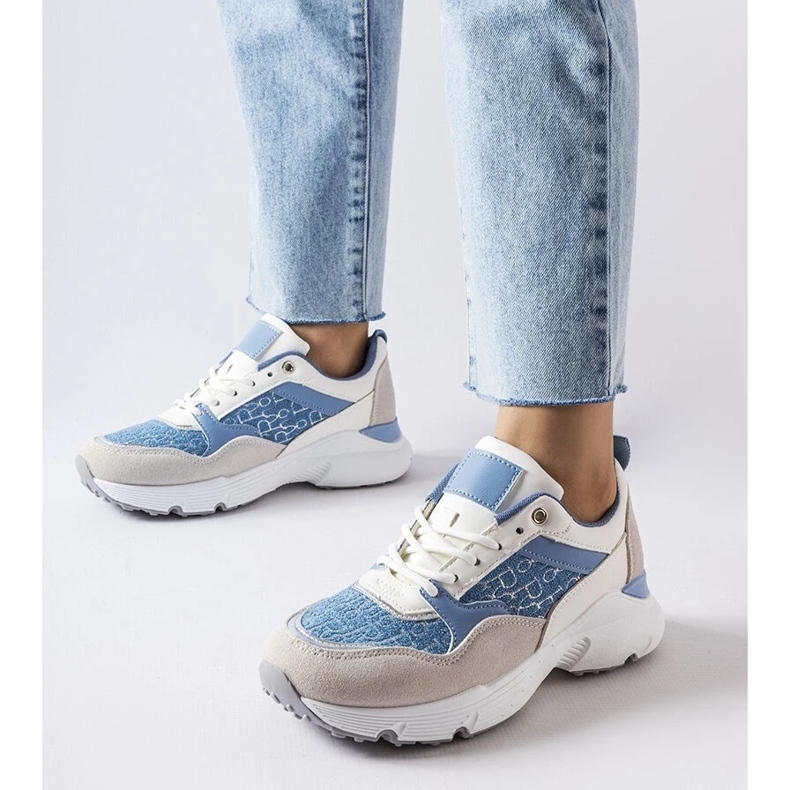 D/GMR Chaussures bleues et blanches avec détails argentés de Rio gris D/GMR Chaussures bleues et blanches avec détails argentés de Rio gris