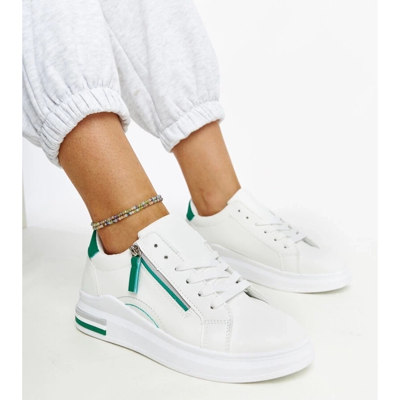D/GMR Baskets blanches avec empiècements verts Anaunia