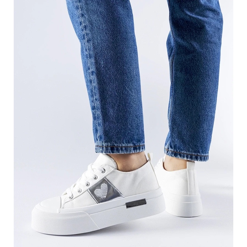 D/GMR Baskets à plateforme Lawton blanches et argentées