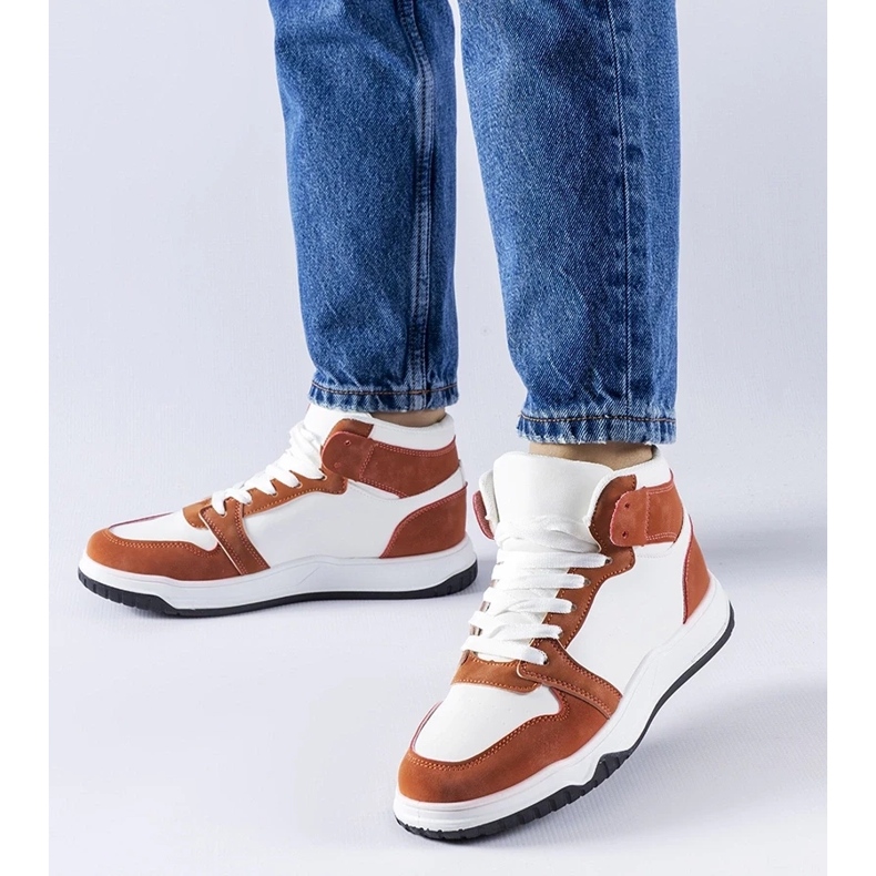 D/GMR Baskets montantes blanches et marron Elizabeth's D/GMR Baskets montantes blanches et marron Elizabeth's