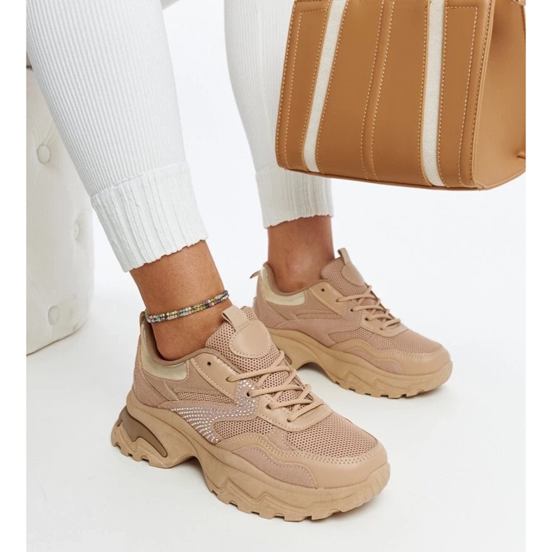 D/GMR Baskets à plateforme marron ornées de zircons Maras brun