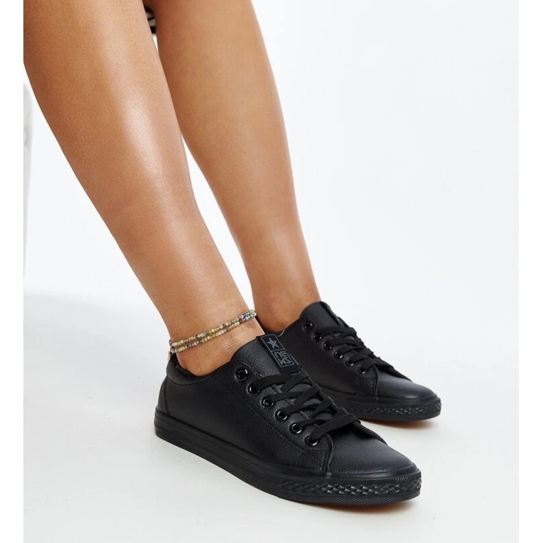 D/GMR Baskets noires en éco-cuir Luz le noir