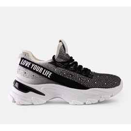 D/CEO Baskets massives brillantes blanches et grises par Senai noir