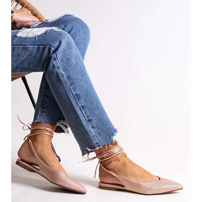 D/CEO Ballerines Safine roses à lacets et strass