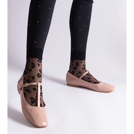 D/CEO Ballerines en cuir verni beige avec ceinture Marseille