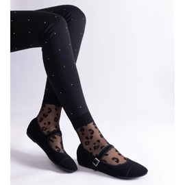 D/CEO Ballerines noires finition mate, fermées par une boucle Longhola