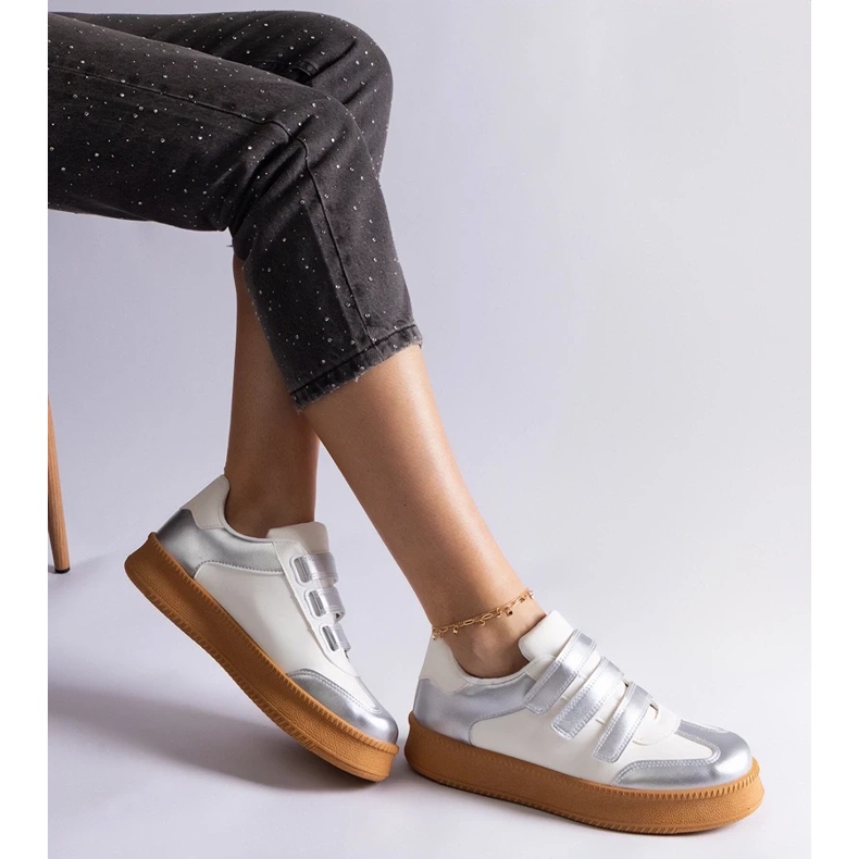 D/CEO Baskets Mena argentées à fermeture velcro